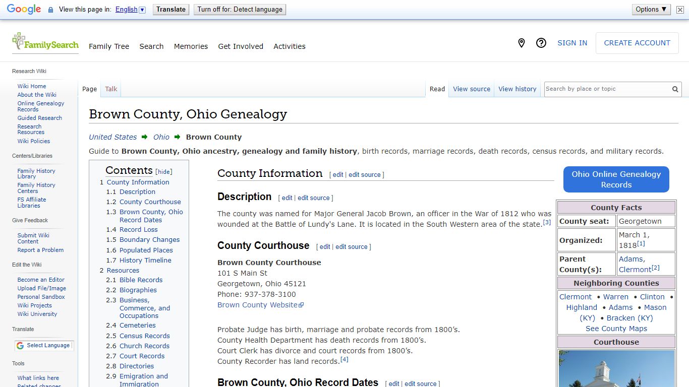 Brown County, Ohio Genealogy • FamilySearch