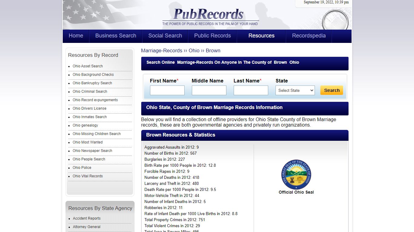 Brown County, Ohio Marriage Records